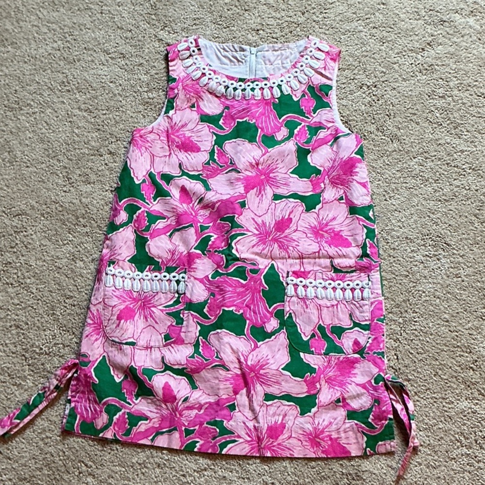 Lilly Pulitzer Pink and Green Floral Kids Dress